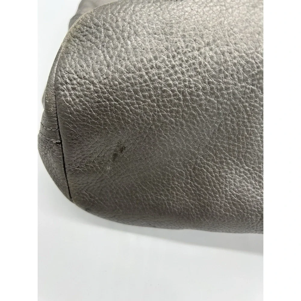 Lauren Ralph Lauren Silver Pebbled Leather 1967‎ Hobo Bag Cargo Pockets Designer